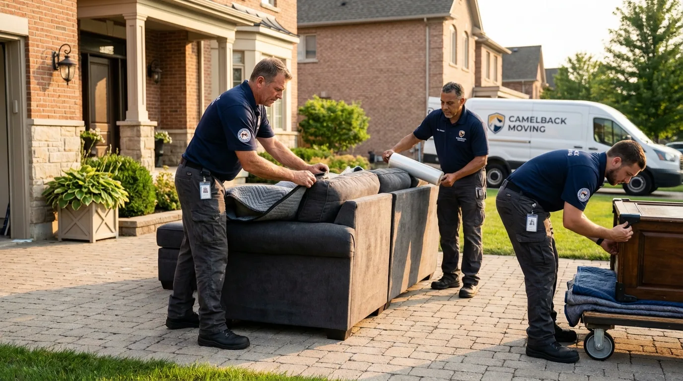 Large estate moving crew wrapping furniture in Hiram, OH